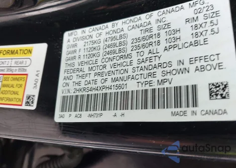 2023 Honda Cr-V Ex Awd from USA, damaged, VIN 2HKRS4H4XPH415601